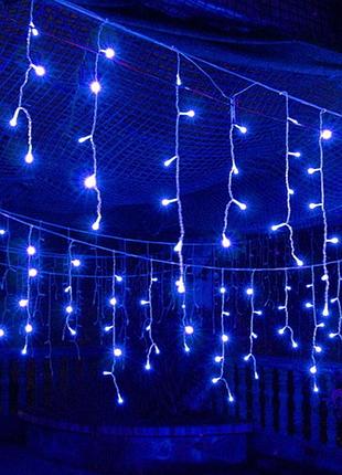 Гирлянда 96led (бахрома) blue, 5х0, 4м, 24 полосы, 8 режимов, прозрачная изоляция