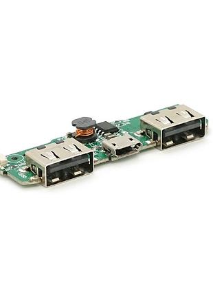 Плата для павербанку, 10000 mah, input: micro-usb - 5v/2a, out: 2xusb-a - 5v/1a, 5v/2.1a
