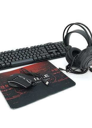 Набор 4 в 1 xstrike xs-2030, наушники+ клавиатура+ мышка+ коврик, black, box