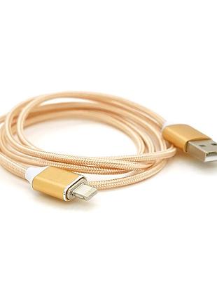 Магнитный кабель usb 2.0/micro, 1m, 2а, индикатор заряда, тканевая оплетка, съемник, gold, blister (под наконечник 8751)