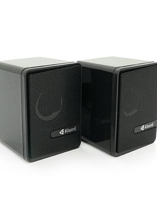 Колонки 2.0 kisonli l-4040 для пк та ноутбука, usb + 3.5mm, 2x3w, 20hz-20khz, black