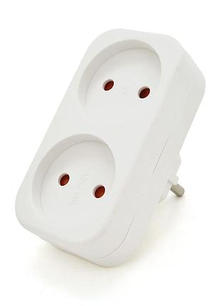 Розетка двійник без заземлення a202, white, 2р, 10а