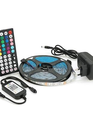 Комплект музыкальной светодиодной ленты 5050 rgb 5 метров, 60led, пульт, блок питания, bluetooth, ip65