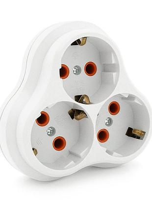 Розетка трійник з заземленням ak303, white, q10