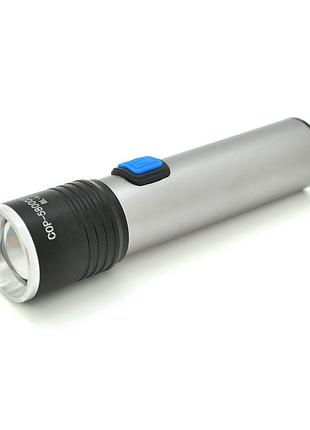 Фонарь ручной flashlliight k31, 1led cree xml-t, 10w, 3 режима, zoom, 18650/2400 встроенный, black, ip44, microusb, 111х28х24мм,