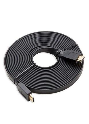 Кабель merlion hdmi-hdmi 10m, v1.4, плоский black, (пакет), q60