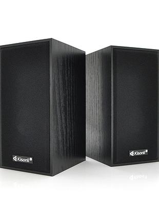 Колонки 2.0 kisonli t-004 для пк и ноутбука, usb + 3.5mm, 2x3w, 20hz- 20khz, black, box, q40