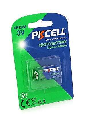 Батарейка літієва pkcell 3v cr123a lithium manganese battery ціна за блістер, q8/96