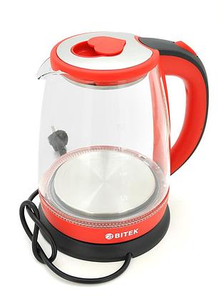 Электрический чайник bitek bt-3110, с подсветкой, 2400w, 1.8l, red