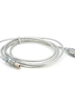 Кабель usb 2.0 am/bm, 1.8m, прозорий