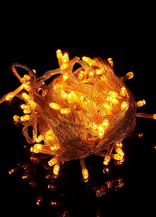 Гірлянда 300led (діод) yellow, 30 метрів, 8 режимів, прозора ізоляція