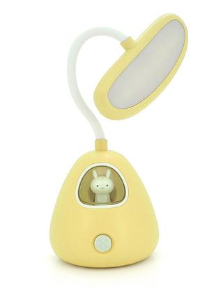 Гнучка настільна лампа-нічник rabbit ld-3053, 3 режими, 4,2v 300mah. microusb, 3 години роботи, 25см, 200гр, yellow, box