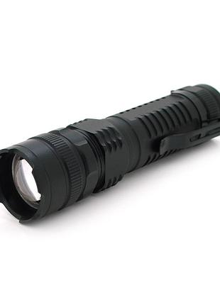 Фонарь ручной powermaster ms-811, 1led cree q5, 10w, 3 режима, zoom, 18650/2400 встроенный, black, ip44, microusb, 121х29х25мм,