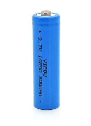 Аккумулятор 14500 li-ion vipow icr14500 tiptop, 800mah, 3.7v, blue