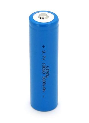 Акумулятор 18650 li-ion vipow icr18650 tiptop, 3000mah, 3.7v, blue
