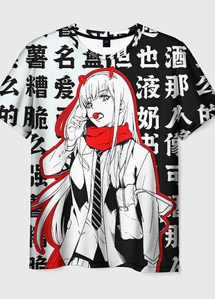 Футболка 3d - милый во франксе - zero two с чупачупсом