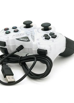 Геймпад для пк usb-908 usb 2.0 double shock (white), blister