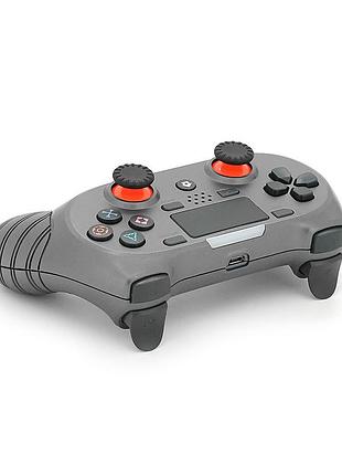 Геймпад brazzers s8-p беспроводной для ps4 wireless double-motor vibration 4, разъем для наушников, led light bar, silver, 3.7v,