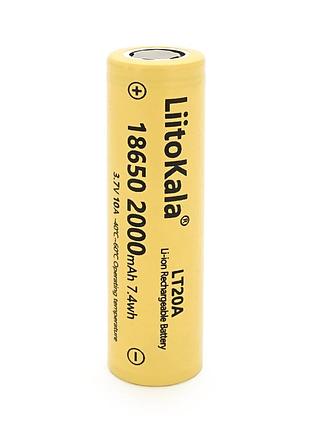 Акумулятор 18650 li-ion liitokala lii-lt20a, 2000mah (1900-2000mah), 3.7v (2.75-4.2v), yellow
