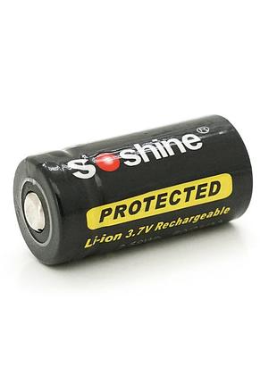 Акумулятор 16340/cr123 li-ion soshine 16340p-3.7-700 protected, 700mah, 0.7a, 4.2/3.6/2.75v, black