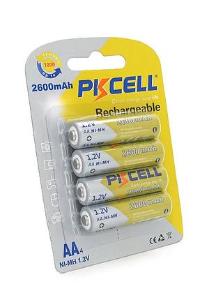 Акумулятор pkcell 1.2v aa 2600mah nimh rechargeable battery, 4 штуки у блістері ціна за блістер, q12
