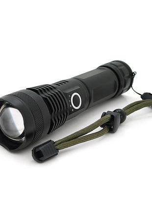Ліхтар ручний voltronic ky-p50x80, 1led cree xhp50.2, 19w, 5 режими, zoom,18650/6800mah/3xааа, black, ip40, кабель usb-micro,