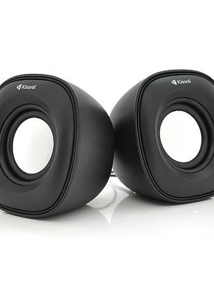 Колонки 2.0 kisonli v350 для пк и ноутбука, usb + 3.5mm, 2x1,5w, 20hz- 20khz, black, box, q60