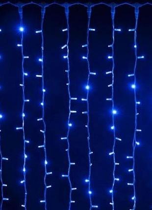 Гірлянда 560led (водоспад) blue, 8 режимів, 3 * 3метра, прозора ізоляція, box