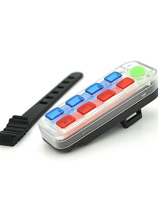 Задній стоп для велосипеда qx-w08b, 5 режимів, акумулятор, кабель usb, red/blue, box