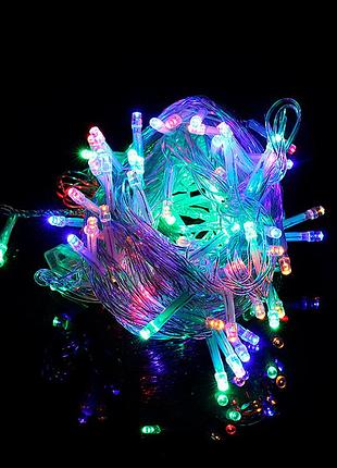 Гирлянда 300led (диод) mix color, 30 метров, 8 режимов, прозрачная изоляция