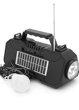 Переносний ліхтар ep-519 + solar, функції: powerbank, fm радіо, usb/tf, bluetooth, акб 1800mah, 1 виносна лампочка 1w,