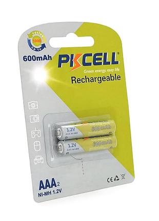 Акумулятор pkcell 1.2v aaa 600mah nimh rechargeable battery, 2 штуки в блістері ціна за блістер, q12