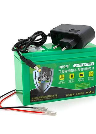 Акумуляторна батарея літієва 12 v 10a з елементами li-ion 18650 (150x65x94) вага 840 грам + зарядний пристрій oem