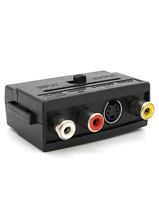 Перехідник scart (тато) -3 rca (мама) + svideo black c перемикачем
