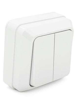 Вимикач подвійний зовнішнього монтажу, white, q10