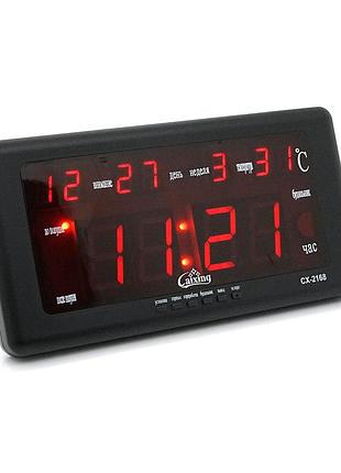Настінний годинник vst-2168, з календарем та термометром, red, box