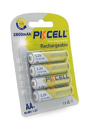 Акумулятор pkcell 1.2v aa 2800mah nimh rechargeable battery, 4 штуки у блістері ціна за блістер, q12