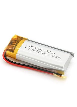 Литий-полимерный аккумулятор 7.5*15*35mm (li-ion 3.7в 380мач)