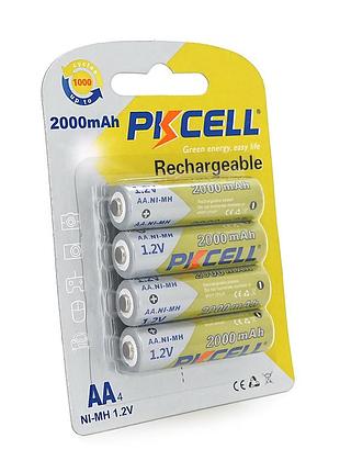 Акумулятор pkcell 1.2v aa 2000mah nimh rechargeable battery, 4 штуки у блістері ціна за блістер, q12