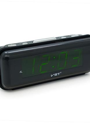Электронные часы vst-738, будильник, питание от кабеля 220v, light green light