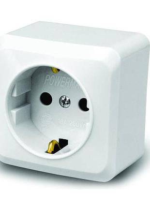 Розетка с заземлением внешнего монтажа, white, q30