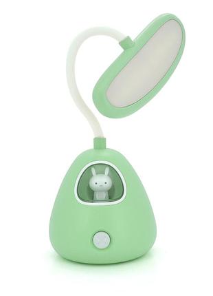 Гнучка настільна лампа-нічник rabbit ld-3053, 3 режими, 4,2v 300mah. microusb, 3 години роботи, 25см, 200гр, green, box