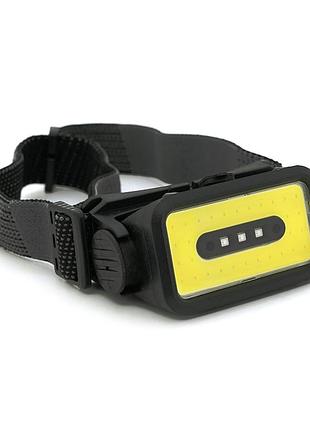 Налобный фонарик voltronic k352,1 cob, 3 led red, 5 режима, корпус-пластик, водостойкий, ip44, питание акб встроенный, usb