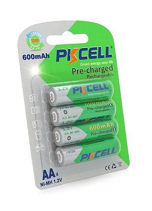 Акумулятор pkcell 1.2v aa 600mah nimh already charged, 4 штуки у блістері ціна за блістер, q12