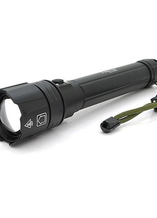 Ліхтар ручний bailong bl-l-6-p90, 1led p90, 50w, 3 режими, zoom, 2х18650/12800 black, ip44, кабель usb-micro, 230х50х32мм, box