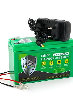 Аккумуляторна батарея літієва 12 v 21a с елементами li-ion 18650 (150x65x94) вага 1162 грамм + зарядний пристрій 12,6v 2a