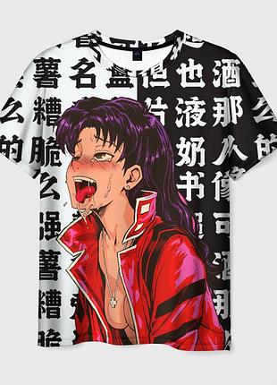 Футболка 3d мисато кацураги ahegao eva