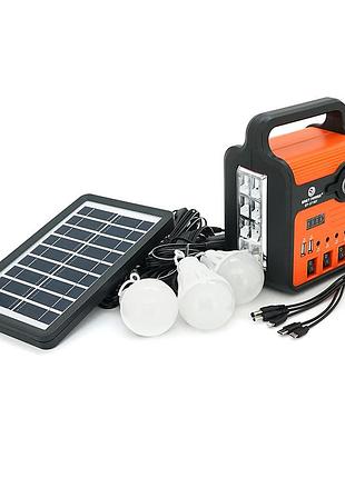 Переносний ліхтар ep-371 + solar, функції: powerbank, fm радіо, usb/tf, bluetooth, акб 6v/4a, 3 виносні лампочки 3w,