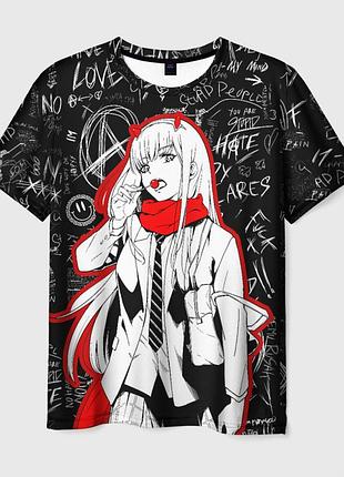 Футболка 3d з принтом «милий у фромсі - zero two»