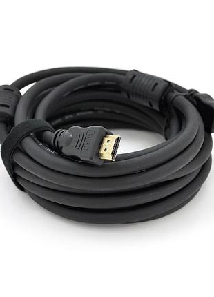 Кабель ritar pl-hd348 hdmi-hdmi ultra hd 4k,1080p, 5.0m, v1,4, od-7.3mm, с фильтром, круглый black, коннектор gold, пакет, q70